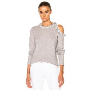 3.1 Phillip Lim Beaded Sequin Sweater Cut Out Crew Neck Yak Cashmere Wool Blend